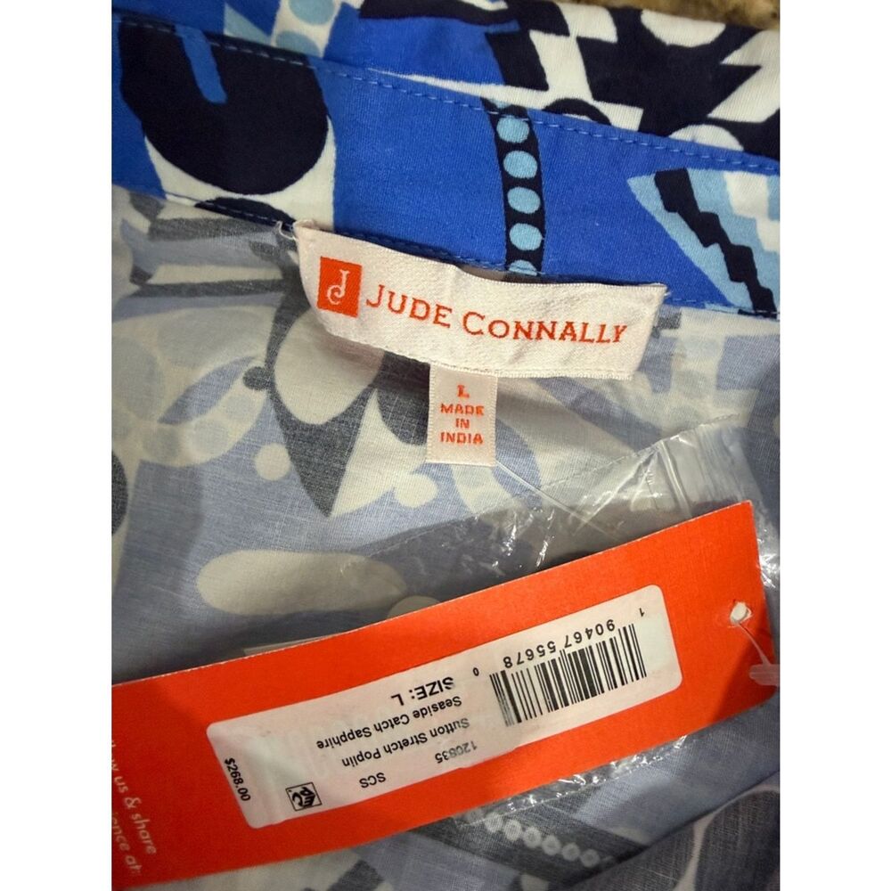 Jude Connally Sutton Stretch Shirt Dress Belted Midi Cotton Stretch Size L NWT - Picture 6 of 9
